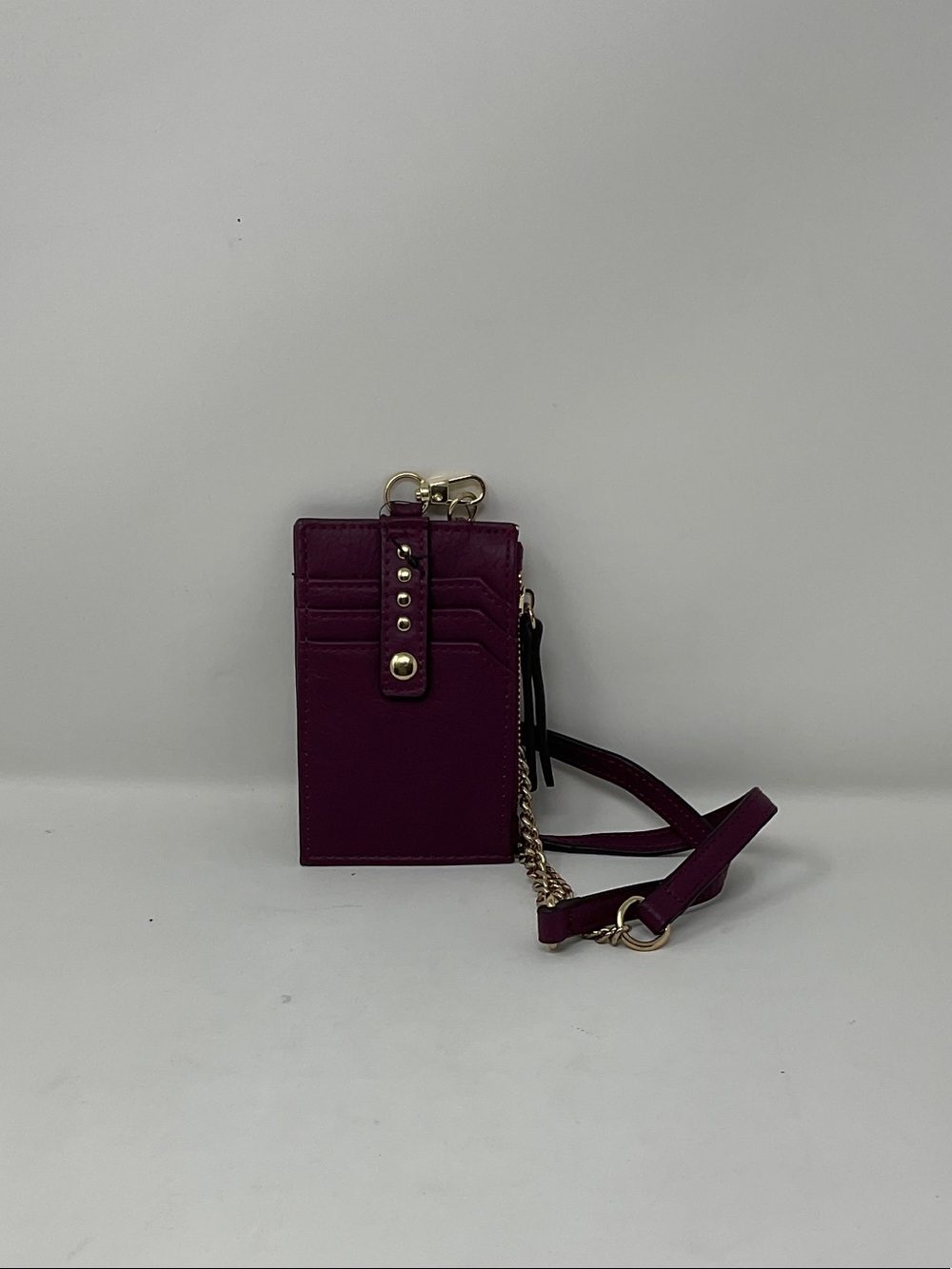 INC International Concepts Plum Crossbody Cardholder with Gold Hardware